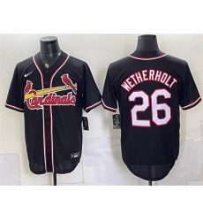 Men St Louis Cardinals 26 JJ Wetherholt 2026 Fashion Replica Black Out Stitched Baseball Jersey Men St Louis Cardinals 26 JJ Wetherholt 2026 Fashion Replica Black Out Stitched Baseball Jersey