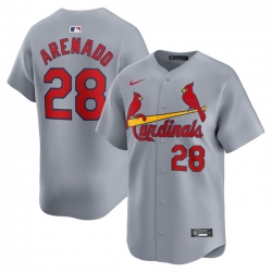 Men St  Louis Cardinals 28 Nolan Arenado Grey 2024 Away Limited Stitched Baseball Jersey