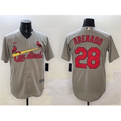 Men St  Louis Cardinals 28 Nolan Arenado Grey Cool Base Stitched Baseball Jersey