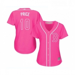 Womens Boston Red Sox 10 David Price Replica Pink Fashion Baseball Jersey