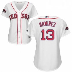 Womens Majestic Boston Red Sox 13 Hanley Ramirez Authentic White Home 2018 World Series Champions MLB Jersey