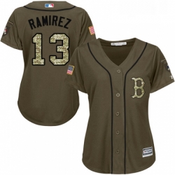 Womens Majestic Boston Red Sox 13 Hanley Ramirez Replica Green Salute to Service MLB Jersey