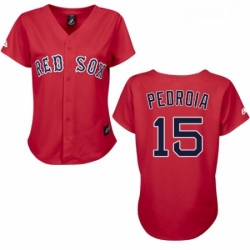 Womens Majestic Boston Red Sox 15 Dustin Pedroia Authentic Red MLB Jersey