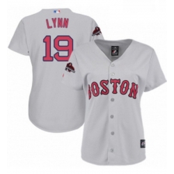 Womens Majestic Boston Red Sox 19 Fred Lynn Authentic Grey Road 2018 World Series Champions MLB Jersey