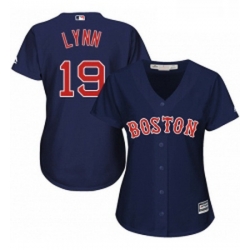 Womens Majestic Boston Red Sox 19 Fred Lynn Replica Navy Blue Alternate Road MLB Jersey