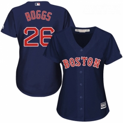 Womens Majestic Boston Red Sox 26 Wade Boggs Authentic Navy Blue Alternate Road MLB Jersey