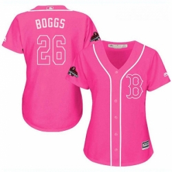 Womens Majestic Boston Red Sox 26 Wade Boggs Authentic Pink Fashion 2018 World Series Champions MLB Jersey