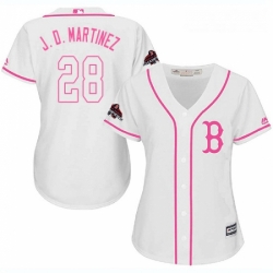 Womens Majestic Boston Red Sox 28 J D Martinez Authentic White Fashion 2018 World Series Champions MLB Jerse