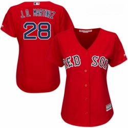 Womens Majestic Boston Red Sox 28 J D Martinez Replica Red Alternate Home MLB Jersey 