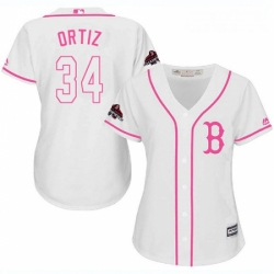 Womens Majestic Boston Red Sox 34 David Ortiz Authentic White Fashion 2018 World Series Champions MLB Jersey