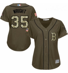 Womens Majestic Boston Red Sox 35 Steven Wright Replica Green Salute to Service MLB Jersey