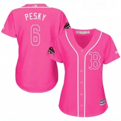 Womens Majestic Boston Red Sox 6 Johnny Pesky Authentic Pink Fashion 2018 World Series Champions MLB Jersey