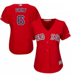 Womens Majestic Boston Red Sox 6 Johnny Pesky Replica Red Alternate Home MLB Jersey