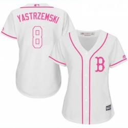 Womens Majestic Boston Red Sox 8 Carl Yastrzemski Authentic White Fashion MLB Jersey