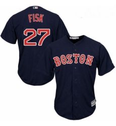 Youth Majestic Boston Red Sox 27 Carlton Fisk Replica Navy Blue Alternate Road Cool Base MLB Jersey