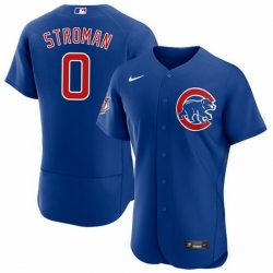 Men Chicago Cubs 0 Marcus Stroman Blue Flex Base Stitched Jerse