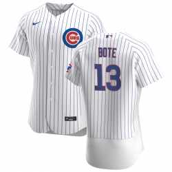 Men Chicago Cubs 13 David Bote Men Nike White Home 2020 Flex Base Player Jersey