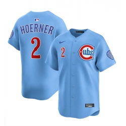 Men Chicago Cubs 2 Nico Hoerner Blue 2024 25 2nd Alternate Limited Stitched Baseball Jersey