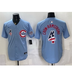 Men Chicago Cubs  4 Pete Crow Armstrong Blue 2026 USA 250 Fourth of July 2nd Alternate Limited Stitched Baseball Jersey