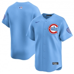 Men Chicago Cubs Blank Blue 2024 25 2nd Alternate Limited Stitched Baseball Jersey