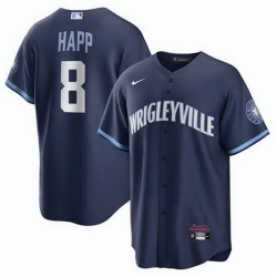 Men's Chicago Cubs #8 Ian Happ Nike City Connect Replica Player Navy Jersey