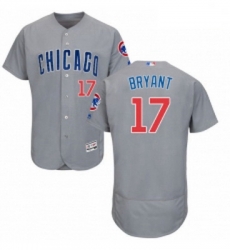 Mens Majestic Chicago Cubs 17 Kris Bryant Grey Road Flex Base Authentic Collection MLB Jersey