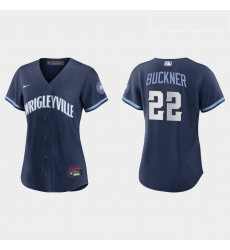 Chicago Cubs 22 Bill Buckner Women Nike 2021 City Connect Navy MLB Jersey