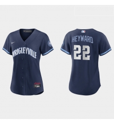 Chicago Cubs 22 Jason Heyward Women Nike 2021 City Connect Navy MLB Jersey