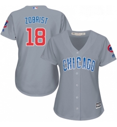 Womens Majestic Chicago Cubs 18 Ben Zobrist Replica Grey Road MLB Jersey