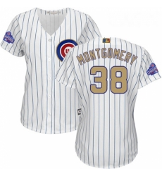 Womens Majestic Chicago Cubs 38 Mike Montgomery Authentic White 2017 Gold Program MLB Jersey