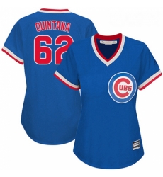 Womens Majestic Chicago Cubs 62 Jose Quintana Replica Royal Blue Cooperstown MLB Jersey 