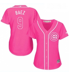 Womens Majestic Chicago Cubs 9 Javier Baez Replica Pink Fashion MLB Jersey