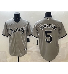 Men Chicago White Sox 5 Munetaka Murakami Grey Stitched Baseball Jersey Men Chicago White Sox 5 Munetaka Murakami Grey Stitched Baseball Jersey