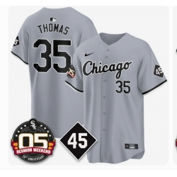 Men Nike Chicago White Sox 35 Frank Thomas Replica Grey Road 05 45 Patch Cool Base MLB Jersey