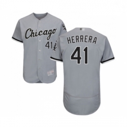 Mens Chicago White Sox 41 Kelvin Herrera Grey Road Flex Base Authentic Collection Baseball Jersey