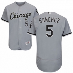 Mens Majestic Chicago White Sox 5 Yolmer Sanchez Grey Road Flex Base Authentic Collection MLB Jersey