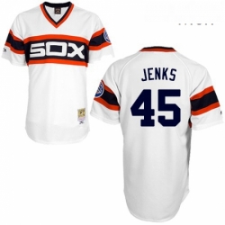 Mens Mitchell and Ness 1983 Chicago White Sox 45 Bobby Jenks Authentic White Throwback MLB Jersey