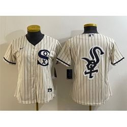 Women Chicago White Sox Cream Team Big Logo Stitched Jersey 01