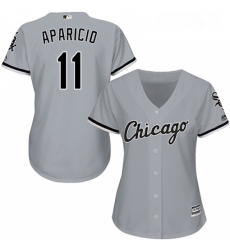 Womens Majestic Chicago White Sox 11 Luis Aparicio Replica Grey Road Cool Base MLB Jersey