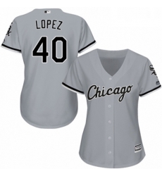 Womens Majestic Chicago White Sox 40 Reynaldo Lopez Replica Grey Road Cool Base MLB Jersey 