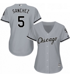 Womens Majestic Chicago White Sox 5 Yolmer Sanchez Replica Grey Road Cool Base MLB Jersey 