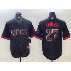 Men Cincinnati Reds 27 Jake Fraley Black 2023 City Connect Cool Base Stitched Baseball Jersey