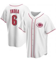 Men Cincinnati Reds 6 Jonathan India White Cool Base Stitched Jersey