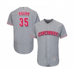 Mens Cincinnati Reds 35 Tanner Roark Grey Road Flex Base Authentic Collection Baseball Jersey