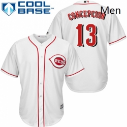 Mens Majestic Cincinnati Reds 13 Dave Concepcion Replica White Home Cool Base MLB Jersey