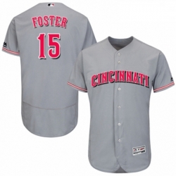 Mens Majestic Cincinnati Reds 15 George Foster Grey Road Flex Base Authentic Collection MLB Jersey