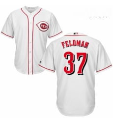 Mens Majestic Cincinnati Reds 37 Scott Feldman Replica White Home Cool Base MLB Jersey