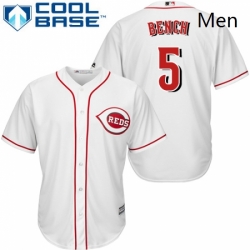 Mens Majestic Cincinnati Reds 5 Johnny Bench Replica White Home Cool Base MLB Jersey