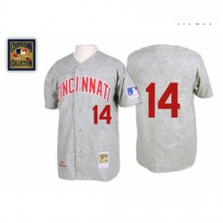 Mens Mitchell and Ness Cincinnati Reds 14 Pete Rose Replica Grey 1969 Throwback MLB Jersey