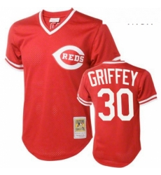 Mens Mitchell and Ness Cincinnati Reds 30 Ken Griffey Replica Red Throwback MLB Jersey